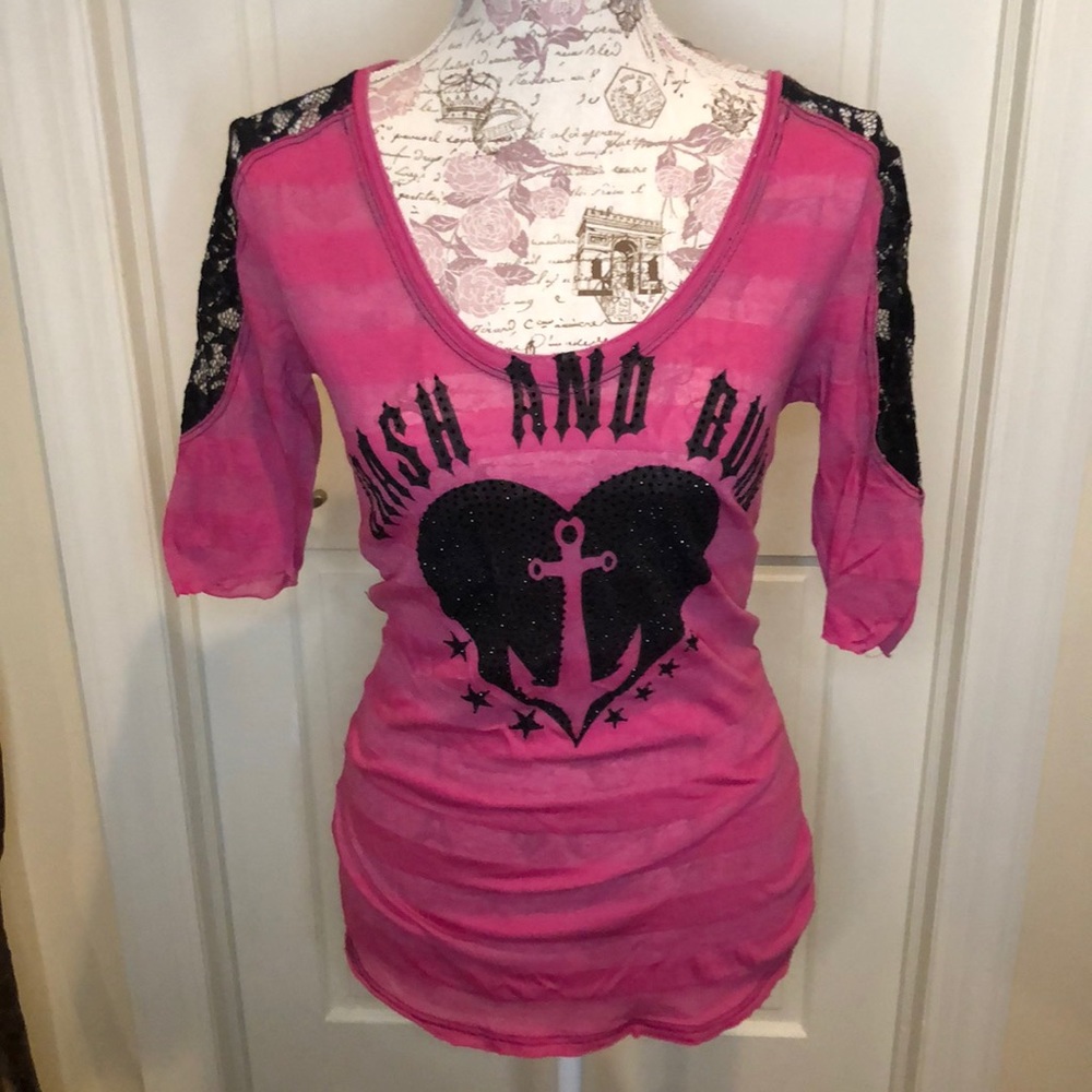 Crash And Burn 3/4 Sleeve shirt LIKE NEW